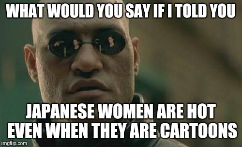 Matrix Morpheus Meme | WHAT WOULD YOU SAY IF I TOLD YOU JAPANESE WOMEN ARE HOT EVEN WHEN THEY ARE CARTOONS | image tagged in memes,matrix morpheus | made w/ Imgflip meme maker