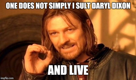 One Does Not Simply Meme | ONE DOES NOT SIMPLY I SULT DARYL DIXON AND LIVE | image tagged in memes,one does not simply | made w/ Imgflip meme maker