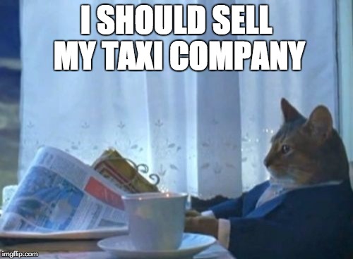 I Should Buy A Boat Cat Meme | I SHOULD SELL MY TAXI COMPANY | image tagged in memes,i should buy a boat cat | made w/ Imgflip meme maker