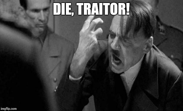 Angry Hitler | DIE, TRAITOR! | image tagged in angry hitler | made w/ Imgflip meme maker