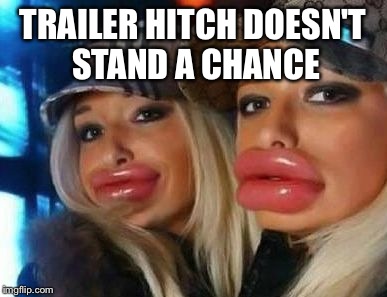 Duck Face Chicks Meme | TRAILER HITCH DOESN'T STAND A CHANCE | image tagged in memes,duck face chicks | made w/ Imgflip meme maker
