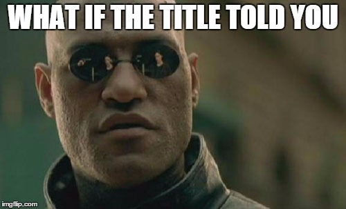 That this meme has no bottom text | WHAT IF THE TITLE TOLD YOU | image tagged in memes,matrix morpheus | made w/ Imgflip meme maker