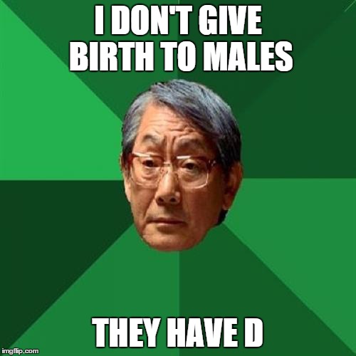 High Expectations Asian Father | I DON'T GIVE BIRTH TO MALES THEY HAVE D | image tagged in memes,high expectations asian father | made w/ Imgflip meme maker