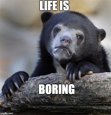 Confession Bear Meme | LIFE IS BORING | image tagged in memes,confession bear | made w/ Imgflip meme maker