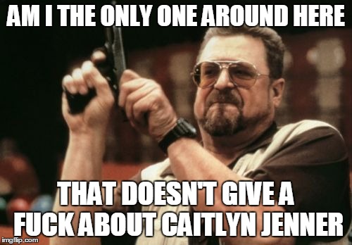 Am I The Only One Around Here Meme | AM I THE ONLY ONE AROUND HERE THAT DOESN'T GIVE A F**K ABOUT CAITLYN JENNER | image tagged in memes,am i the only one around here,AdviceAnimals | made w/ Imgflip meme maker