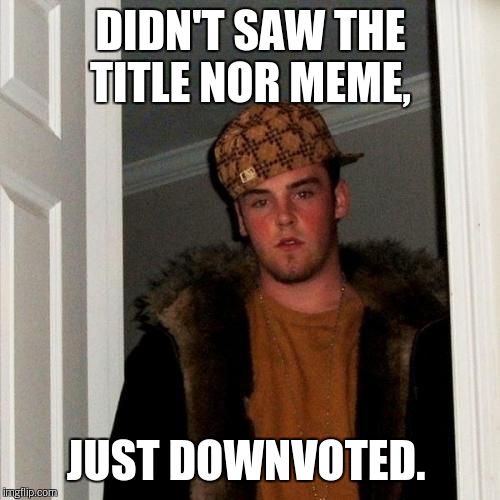 Scumbag Steve Meme | DIDN'T SAW THE TITLE NOR MEME, JUST DOWNVOTED. | image tagged in memes,scumbag steve | made w/ Imgflip meme maker