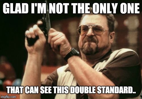 Am I The Only One Around Here Meme | GLAD I'M NOT THE ONLY ONE THAT CAN SEE THIS DOUBLE STANDARD.. | image tagged in memes,am i the only one around here | made w/ Imgflip meme maker