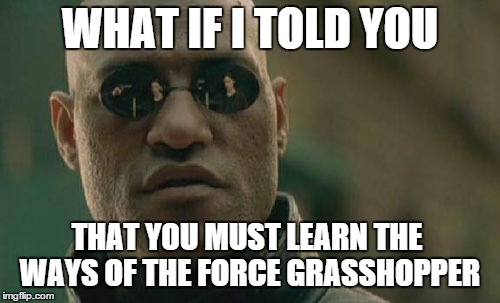 Matrix Morpheus Meme | WHAT IF I TOLD YOU THAT YOU MUST LEARN THE WAYS OF THE FORCE GRASSHOPPER | image tagged in memes,matrix morpheus | made w/ Imgflip meme maker