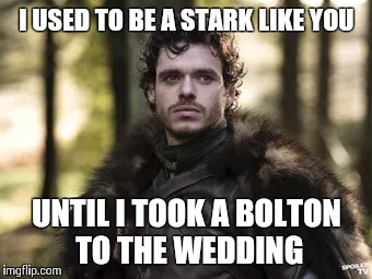 king Robb  | I USED TO BE A STARK LIKE YOU UNTIL I TOOK A BOLTON TO THE WEDDING | image tagged in used to be,game of thrones | made w/ Imgflip meme maker