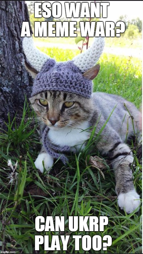 Viking Cat | ESO WANT A MEME WAR? CAN UKRP PLAY TOO? | image tagged in viking cat | made w/ Imgflip meme maker
