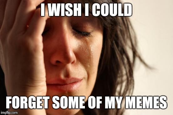 First World Problems Meme | I WISH I COULD FORGET SOME OF MY MEMES | image tagged in memes,first world problems | made w/ Imgflip meme maker