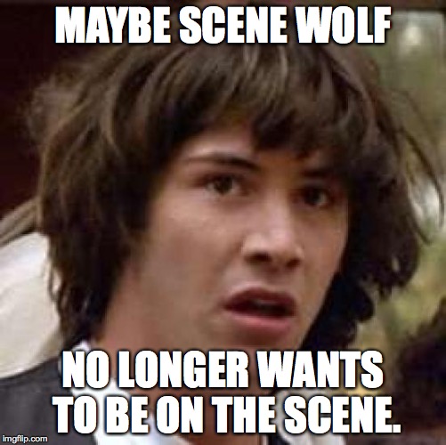 Conspiracy Keanu Meme | MAYBE SCENE WOLF NO LONGER WANTS TO BE ON THE SCENE. | image tagged in memes,conspiracy keanu | made w/ Imgflip meme maker