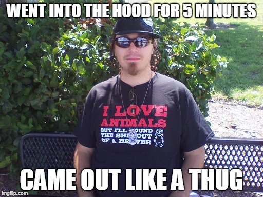 WENT INTO THE HOOD FOR 5 MINUTES CAME OUT LIKE A THUG | image tagged in too damn high | made w/ Imgflip meme maker