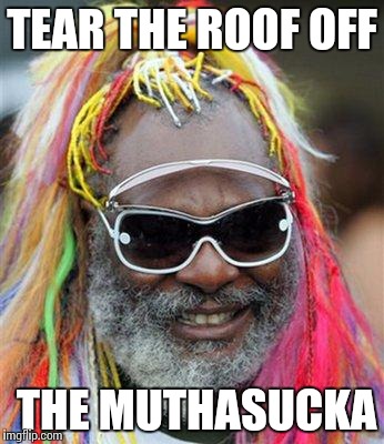 TEAR THE ROOF OFF THE MUTHASUCKA | image tagged in george clinton,party,celebration | made w/ Imgflip meme maker