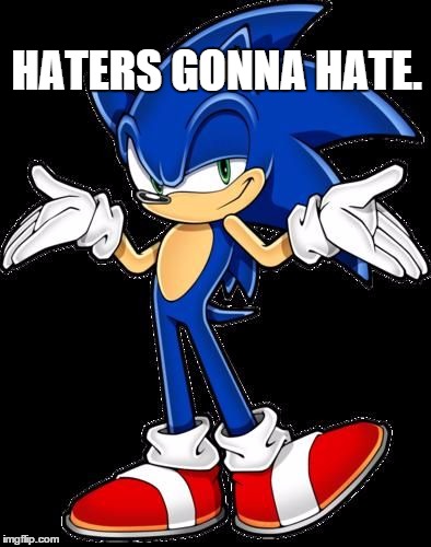 HATERS GONNA HATE. | image tagged in sonic hatters gonna hate  | made w/ Imgflip meme maker