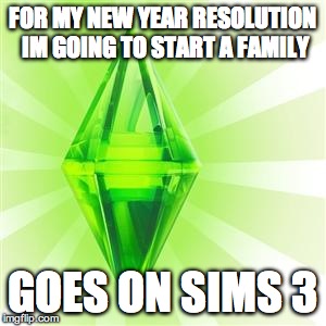 sims | FOR MY NEW YEAR RESOLUTION IM GOING TO START A FAMILY GOES ON SIMS 3 | image tagged in sims | made w/ Imgflip meme maker