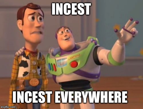 X, X Everywhere | INCEST INCEST EVERYWHERE | image tagged in memes,x x everywhere | made w/ Imgflip meme maker