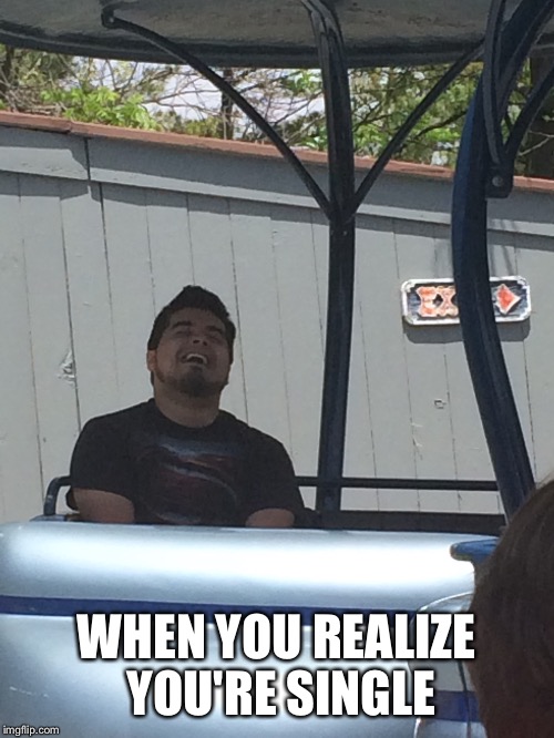 At the theme park today... | WHEN YOU REALIZE YOU'RE SINGLE | image tagged in single,memes,awkward moment | made w/ Imgflip meme maker