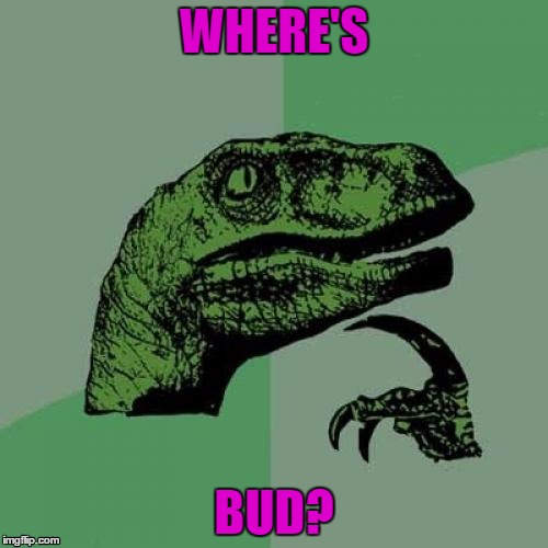 Philosoraptor Meme | WHERE'S BUD? | image tagged in memes,philosoraptor | made w/ Imgflip meme maker