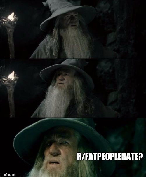 Confused Gandalf | R/FATPEOPLEHATE? | image tagged in memes,confused gandalf,AdviceAnimals | made w/ Imgflip meme maker