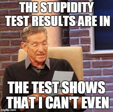 Maury Lie Detector Meme | THE STUPIDITY TEST RESULTS ARE IN THE TEST SHOWS THAT I CAN'T EVEN | image tagged in memes,maury lie detector | made w/ Imgflip meme maker
