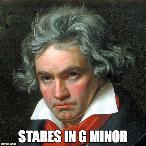 STARES IN G MINOR | image tagged in beethoven stares in g minor | made w/ Imgflip meme maker