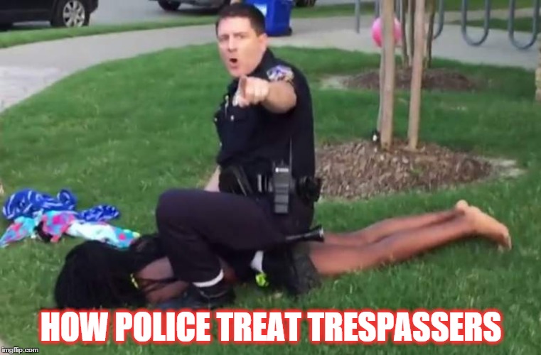 Texas policing | HOW POLICE TREAT TRESPASSERS | image tagged in police,mckinney,poolparty,trespassers,mckinneypoolparty | made w/ Imgflip meme maker