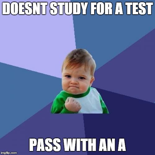 Success Kid Meme | DOESNT STUDY FOR A TEST PASS WITH AN A | image tagged in memes,success kid | made w/ Imgflip meme maker