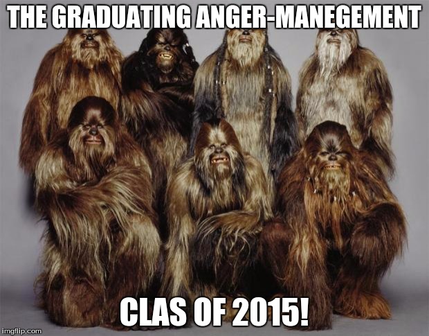 Wookies, Star Wars, Forest World Problems | THE GRADUATING ANGER-MANEGEMENT CLAS OF 2015! | image tagged in wookies star wars forest world problems | made w/ Imgflip meme maker