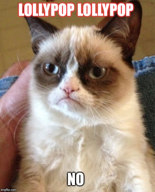 Grumpy Cat | LOLLYPOP LOLLYPOP NO | image tagged in memes,grumpy cat | made w/ Imgflip meme maker