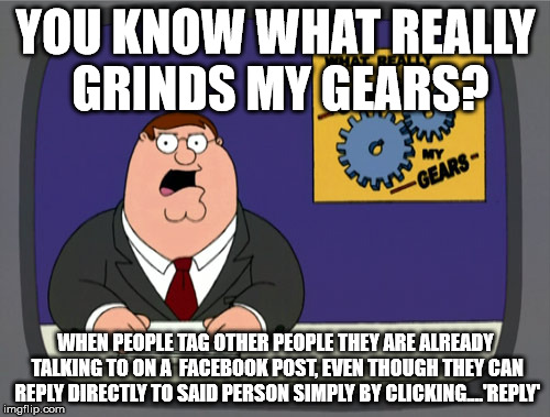 How many notifications does one need to make them feel validated? | YOU KNOW WHAT REALLY GRINDS MY GEARS? WHEN PEOPLE TAG OTHER PEOPLE THEY ARE ALREADY TALKING TO ON A  FACEBOOK POST, EVEN THOUGH THEY CAN REP | image tagged in memes,peter griffin news | made w/ Imgflip meme maker