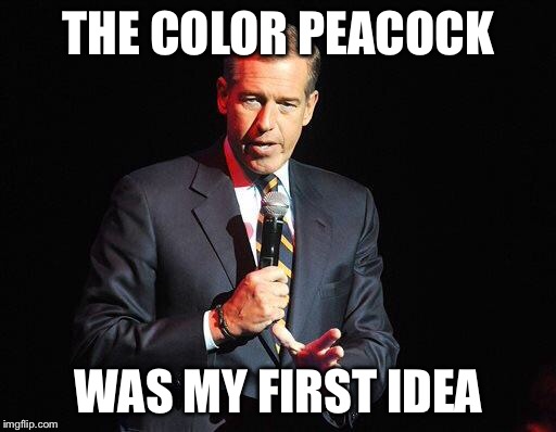 Brian Williams confession | THE COLOR PEACOCK WAS MY FIRST IDEA | image tagged in brian williams confession | made w/ Imgflip meme maker