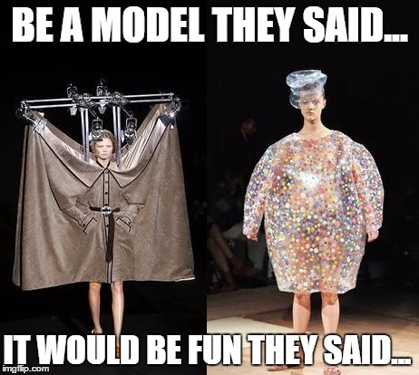 They Said - Models | BE A MODEL THEY SAID... IT WOULD BE FUN THEY SAID... | image tagged in models,they said,memes | made w/ Imgflip meme maker