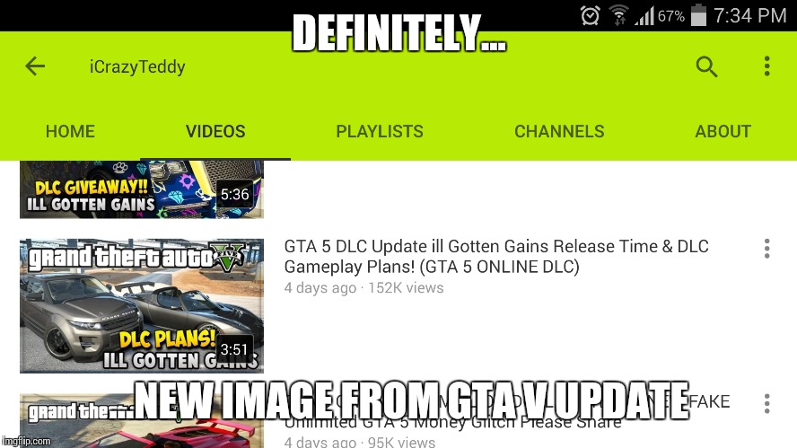 DEFINITELY... ...NEW IMAGE FROM GTA V UPDATE | made w/ Imgflip meme maker