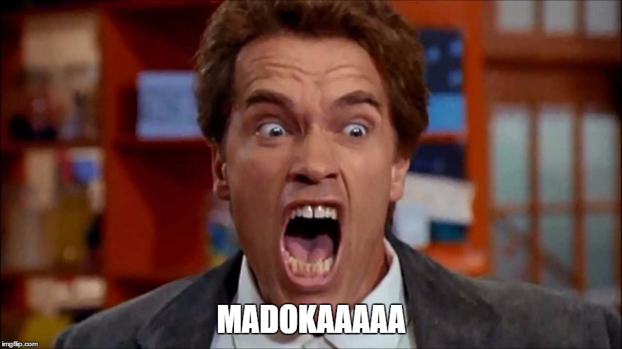 Arnold screaming | MADOKAAAAA | image tagged in arnold screaming | made w/ Imgflip meme maker