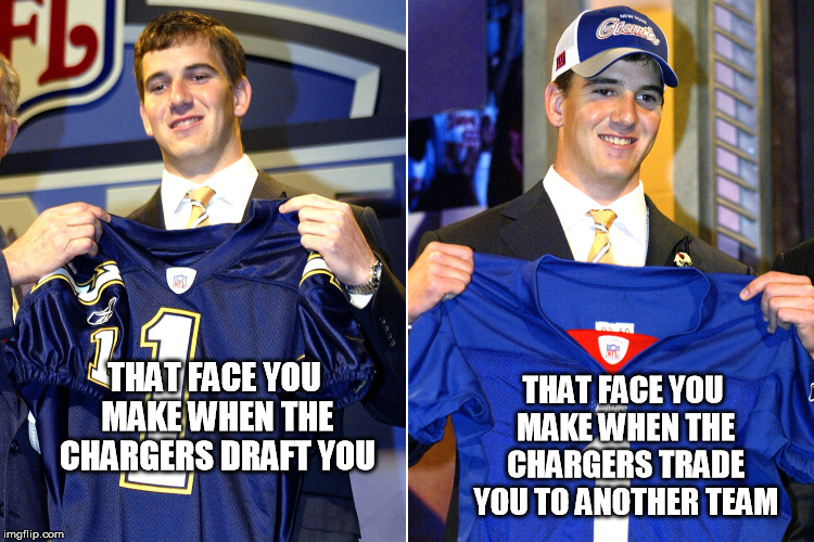 THAT FACE YOU MAKE WHEN THE CHARGERS DRAFT YOU THAT FACE YOU MAKE WHEN THE CHARGERS TRADE YOU TO ANOTHER TEAM | image tagged in nfl,charger | made w/ Imgflip meme maker