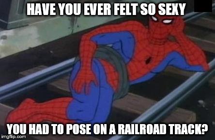 No cheese? This will do for now. | HAVE YOU EVER FELT SO SEXY YOU HAD TO POSE ON A RAILROAD TRACK? | image tagged in memes,sexy railroad spiderman,spiderman,cheese,walmart | made w/ Imgflip meme maker
