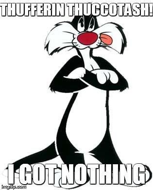 Sylvester the Cat | THUFFERIN THUCCOTASH! I GOT NOTHING | image tagged in sylvester the cat | made w/ Imgflip meme maker
