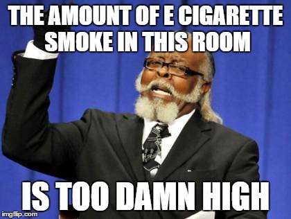 Too Damn High Meme | THE AMOUNT OF E CIGARETTE SMOKE IN THIS ROOM IS TOO DAMN HIGH | image tagged in memes,too damn high | made w/ Imgflip meme maker
