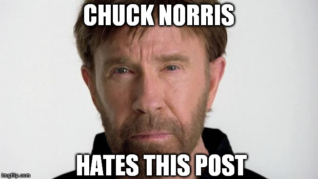 Chuck Norris | CHUCK NORRIS HATES THIS POST | image tagged in chuck norris | made w/ Imgflip meme maker