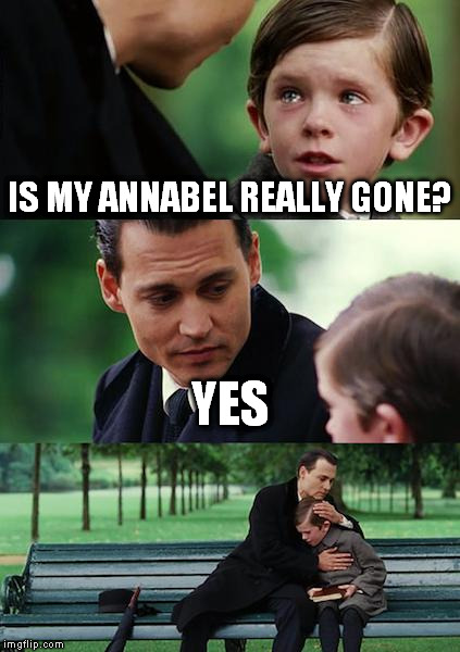 Finding Neverland | IS MY ANNABEL REALLY GONE? YES | image tagged in memes,finding neverland | made w/ Imgflip meme maker
