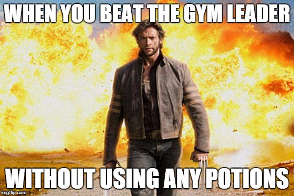 That feeling | WHEN YOU BEAT THE GYM LEADER WITHOUT USING ANY POTIONS | image tagged in pokemon | made w/ Imgflip meme maker