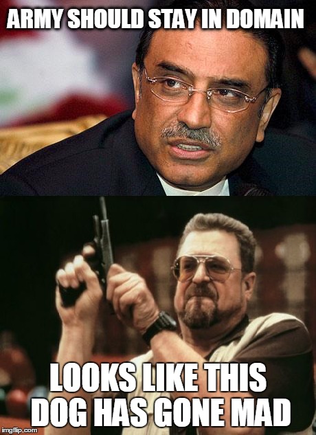 Zardari | ARMY SHOULD STAY IN DOMAIN LOOKS LIKE THIS DOG HAS GONE MAD | image tagged in funny | made w/ Imgflip meme maker