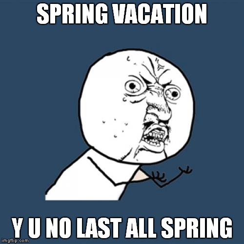 Y U No | SPRING VACATION Y U NO LAST ALL SPRING | image tagged in memes,y u no | made w/ Imgflip meme maker