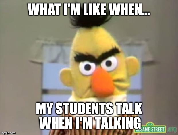 Sesame Street - Angry Bert | WHAT I'M LIKE WHEN... MY STUDENTS TALK WHEN I'M TALKING | image tagged in sesame street - angry bert | made w/ Imgflip meme maker