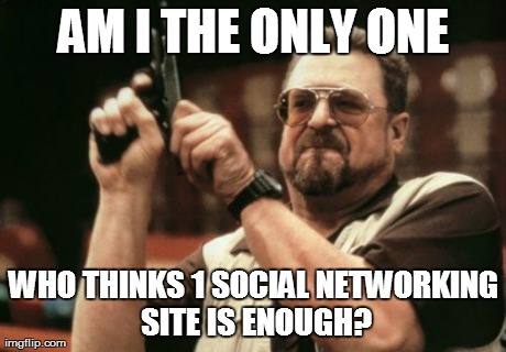 Am I The Only One Around Here Meme | AM I THE ONLY ONE WHO THINKS 1 SOCIAL NETWORKING SITE IS ENOUGH? | image tagged in memes,am i the only one around here | made w/ Imgflip meme maker
