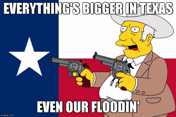 EVERYTHING'S BIGGER IN TEXAS EVEN OUR FLOODIN' | image tagged in the rich texan | made w/ Imgflip meme maker