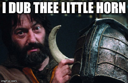 Treguard Knightmare; Little horn | I DUB THEE LITTLE HORN | image tagged in treguard,knightmare,little,horn | made w/ Imgflip meme maker