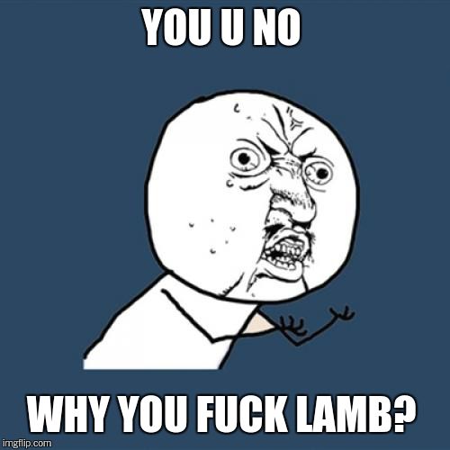 Y U No Meme | YOU U NO WHY YOU F**K LAMB? | image tagged in memes,y u no | made w/ Imgflip meme maker