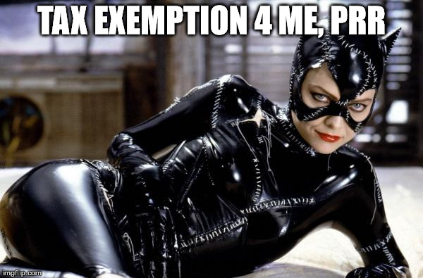 catwoman | TAX EXEMPTION 4 ME, PRR | image tagged in catwoman | made w/ Imgflip meme maker